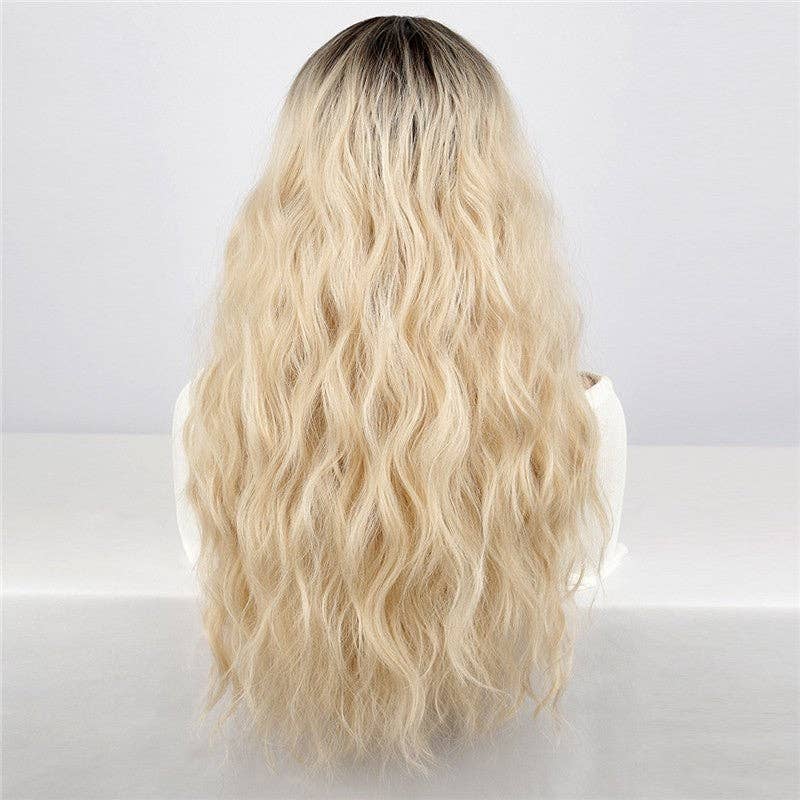   Long Wavy Ombre Brown Synthetic Hair Wig With Straight Bangs for wholesale on Faire3