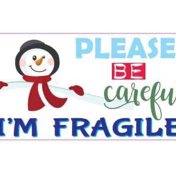 Stickers "Fragile" Snowman (100) for wholesale by KL Design Works