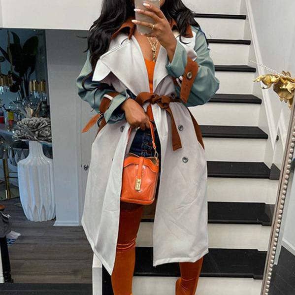 Color Block Lapel Coat Double Breasted Belted Long Trench and other Purchase Wholesale bubble coat. Free Returns & Net 60 Terms on Faire trending on Faire.