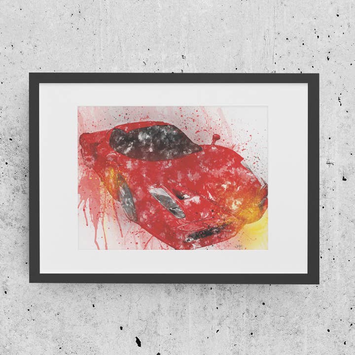 Red F Supercar wall art Print for wholesale by Woolly Mammoth Media