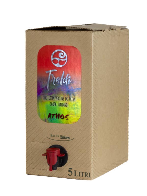 Athos Extra Virgin Olive Oil bag in box 5lt for wholesale by Olio Traldi di Boni Francesca