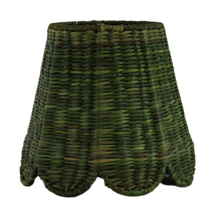Maison Maison Design - Wholesale Lampshade - Small Seagrass Shade Cover (Scalloped in Bancha Green)0