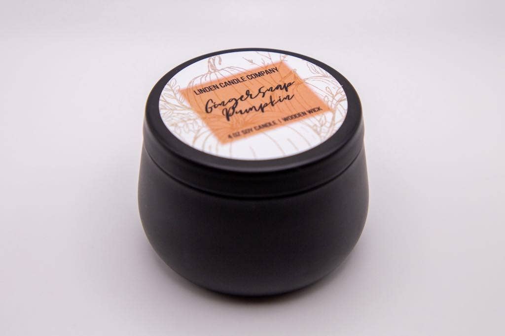 Linden Candle Company - Venta al por mayor Vela aromática de viaje - Vela de viaje Gingersnap Pumpkin Fall de 4 oz1