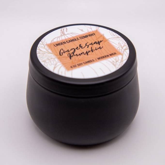 Linden Candle Company - Venta al por mayor Vela aromática de viaje - Vela de viaje Gingersnap Pumpkin Fall de 4 oz1