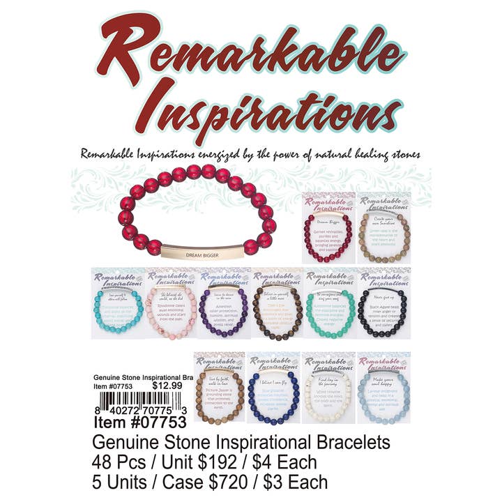 Puka Creations - Wholesale Beaded Bracelet - Genuine Stone Inspirational Bracelets