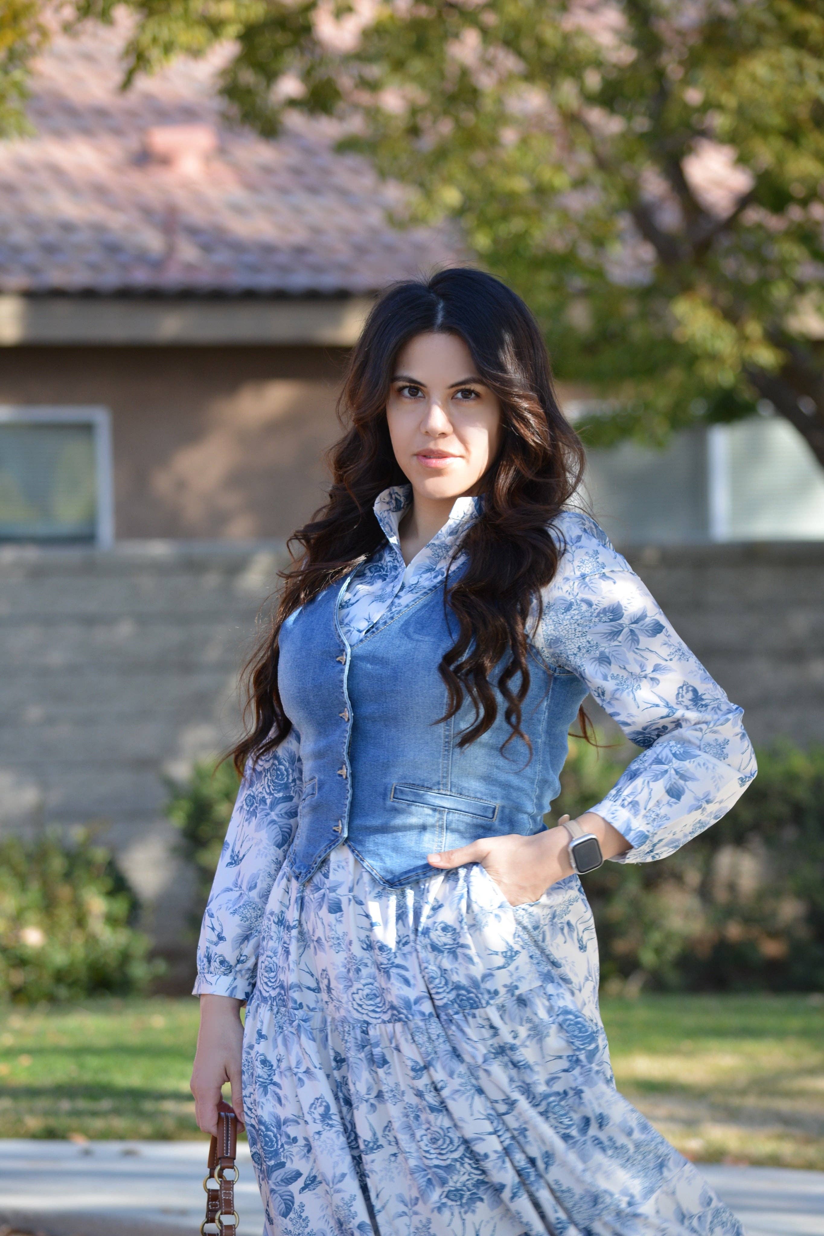 Skirt Society - Wholesale Dress - Women's - Morocco Blue Floral Midi Dress6