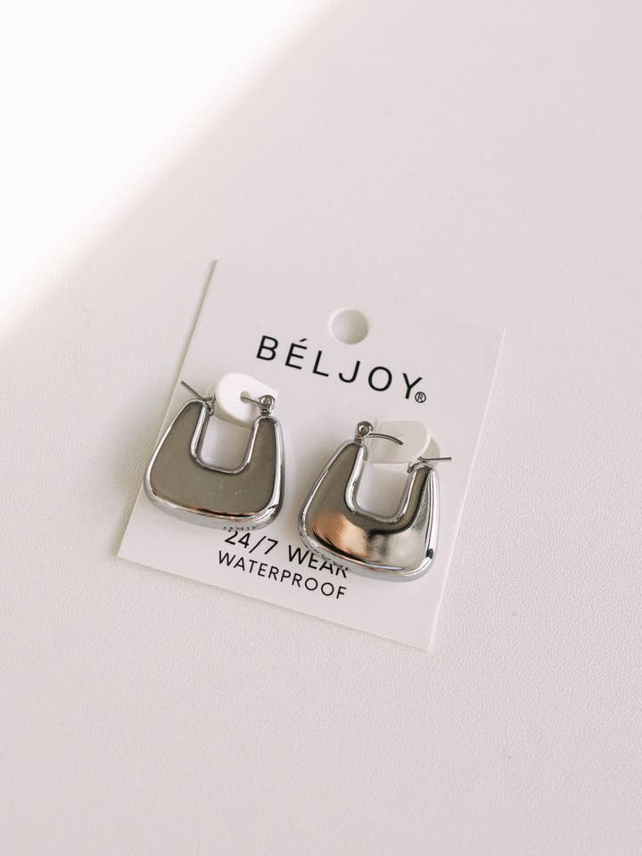 Edma Silver U-Hoop Earrings for wholesale by BELJOY