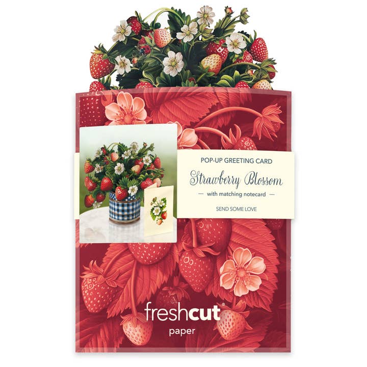 FreshCut Paper LLC - Wholesale Everyday Greeting Card - Mini Strawberry Blossom (10 Mini Pop-up Greeting Cards)5