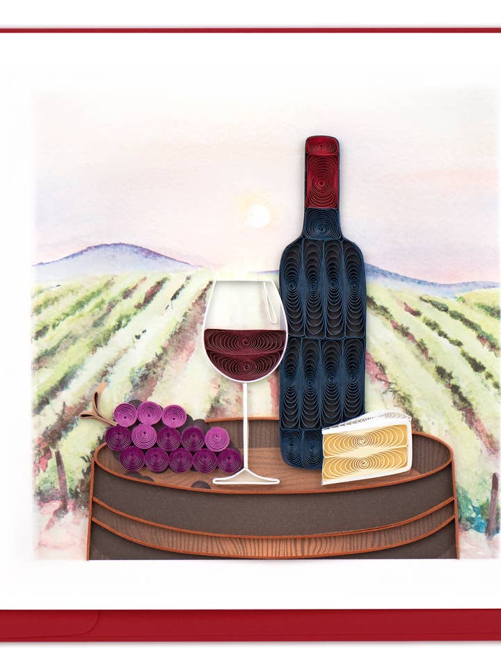 Biglietto d'auguri quotidiano con vigneto in filigrana per la vendita all'ingrosso da parte di Quilling Card