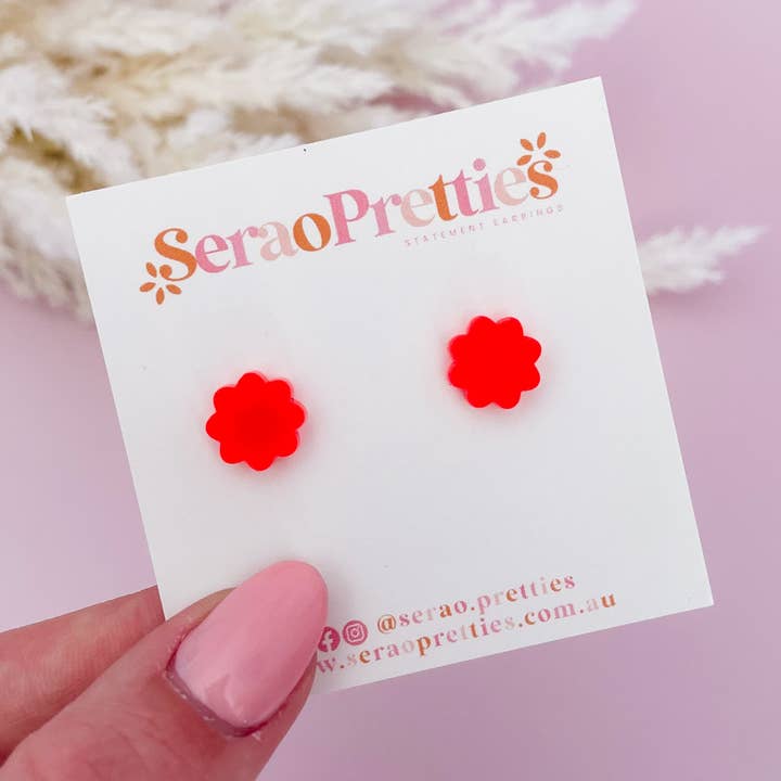 Bright Red Daisy Studs for wholesale by Serao Pretties