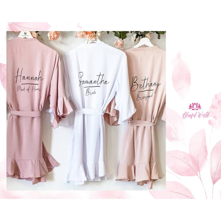 The Blissful - Wholesale Robe - Women's - Personalized Bridesmaid Cotton Ruffle Robe