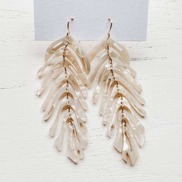 Stoll & Heart - Wholesale Dangle Earrings - The Sway Leaves - White0