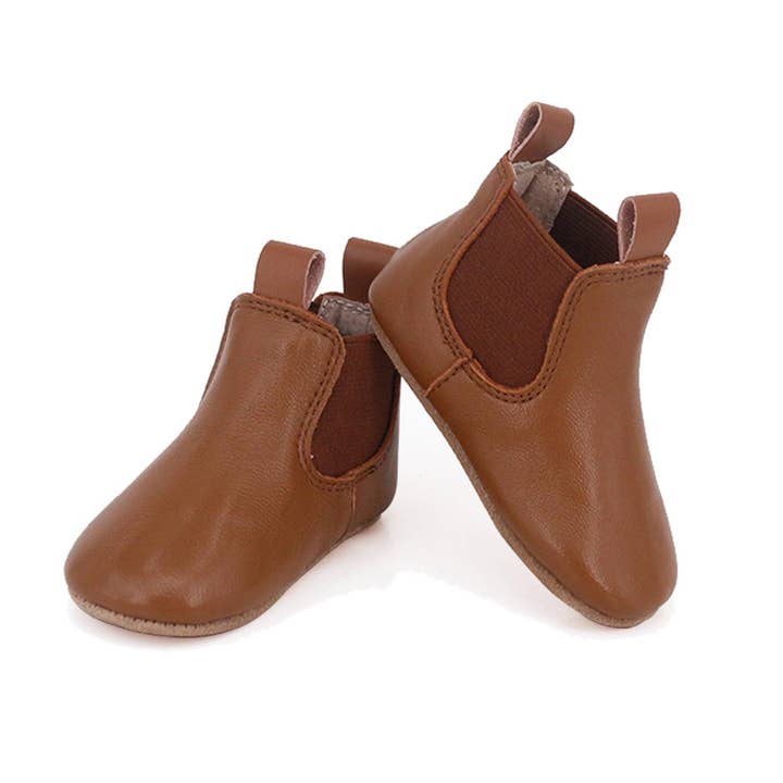 SKEANIE Reitstil Baby- & Kleinkind-Erst-/Vorlauflernstiefel – Echtes Leder mit flexibler Sohle in Tan für den Großhandel von SKEANIE Baby & Toddler Shoes