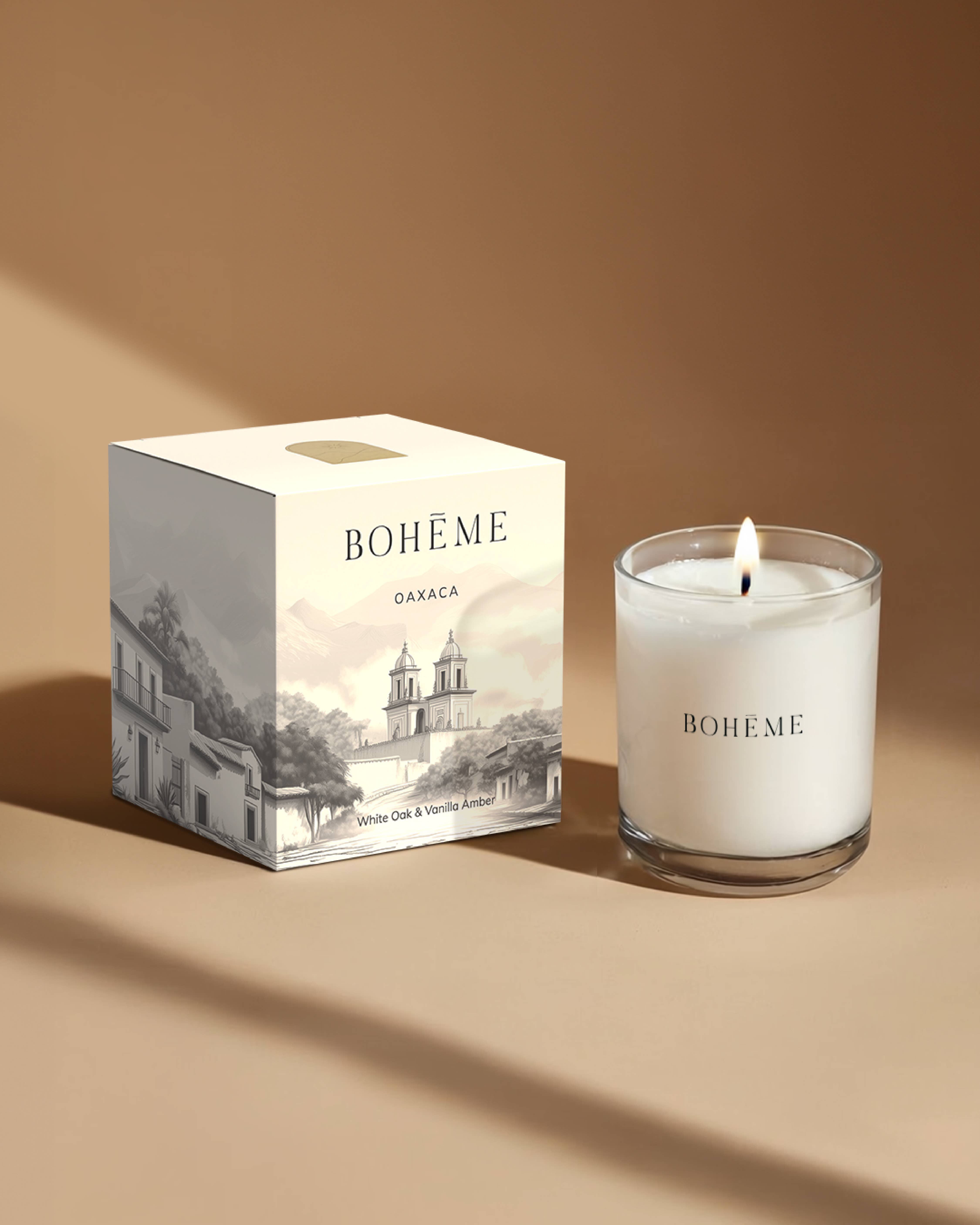 Boheme Fragrances – Vela em jarro/copo por atacado – Vela Grossista Oaxaca – Carvalho Branco, Âmbar & Baunilha1