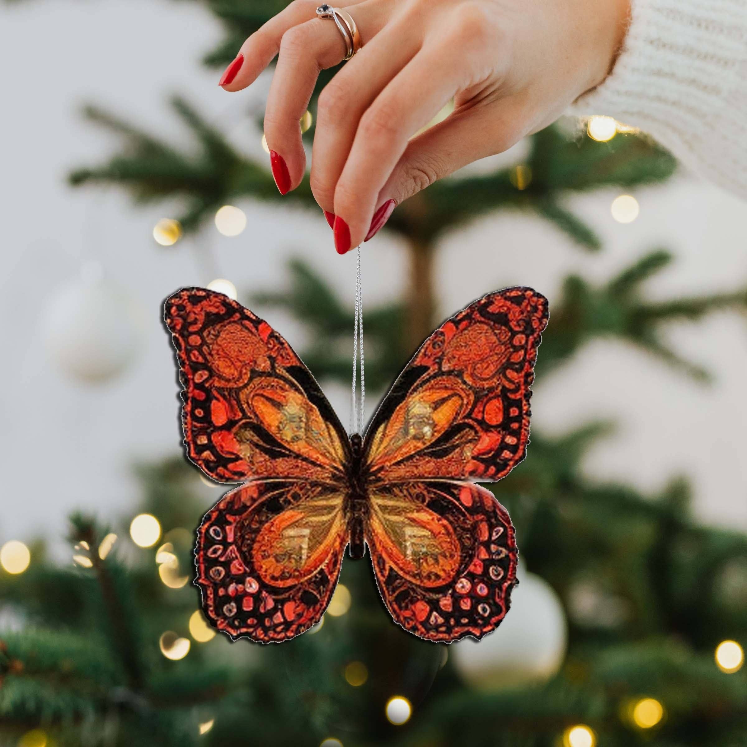 Designocracy - Wholesale Ornament Set - Summer Butterfly Ornaments | Set of 3 | Handcrafted Eco Wood4