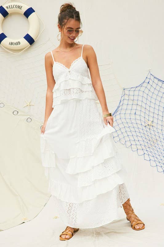 Blanc cassé Haut caraco à œillets en vente sur Faire14