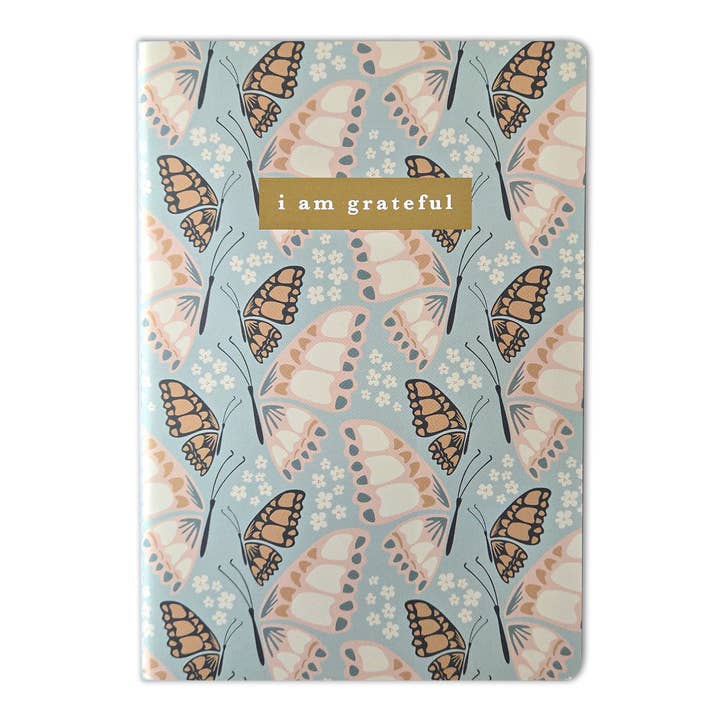 Butterfly Floral "I Am Grateful" Jotter Notebook (B6) for wholesale by Maylay Co.
