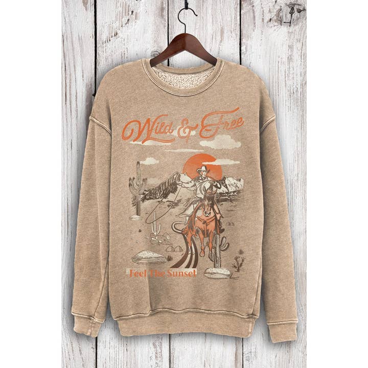 HRTandLUV - Wholesale Graphic Sweatshirt - Women's - WILD N FREE MINERAL SWEATSHIRTS