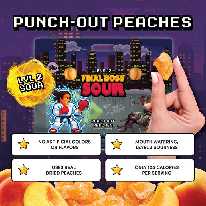 Final Boss Sour - Wholesale Gummy - Punch-Out Peaches (Level 2) (4-Pack)6