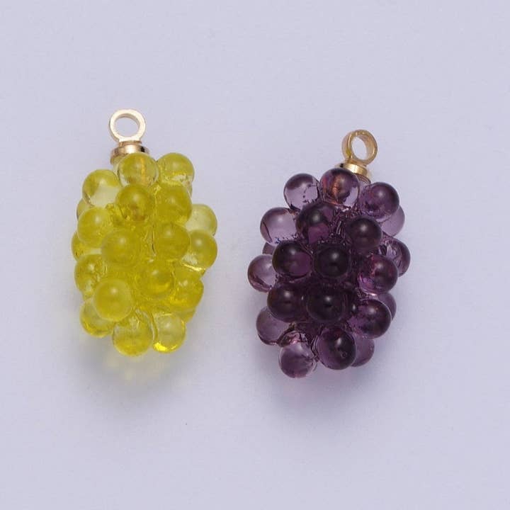 Summer Resin Fruits Purple Green Grapes For DIY Jewelry Making | X-748 for wholesale by Aim Eternal