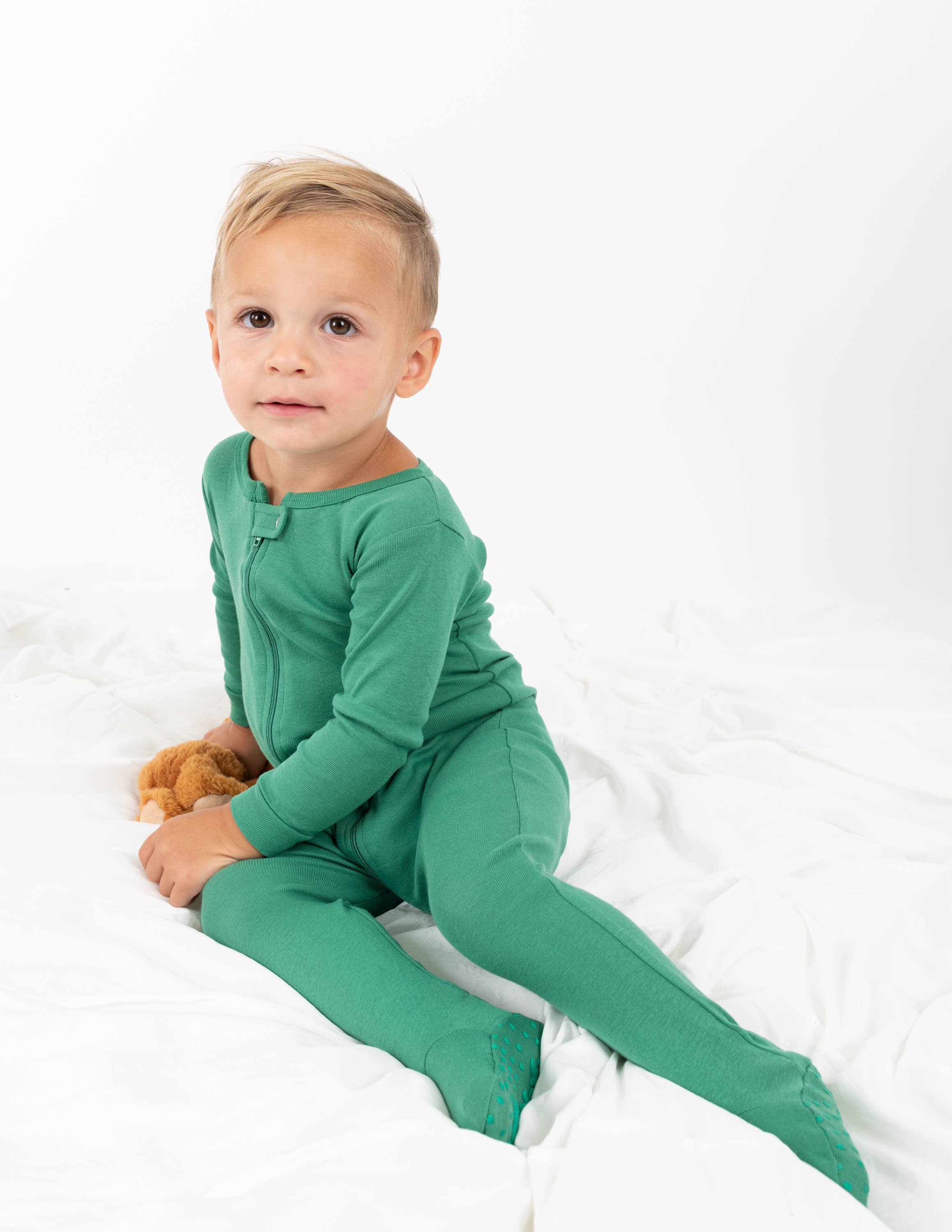Leveret Pajamas – Fato de dormir – Bebé por atacado – Pijama de algodão com pés para crianças sólido10