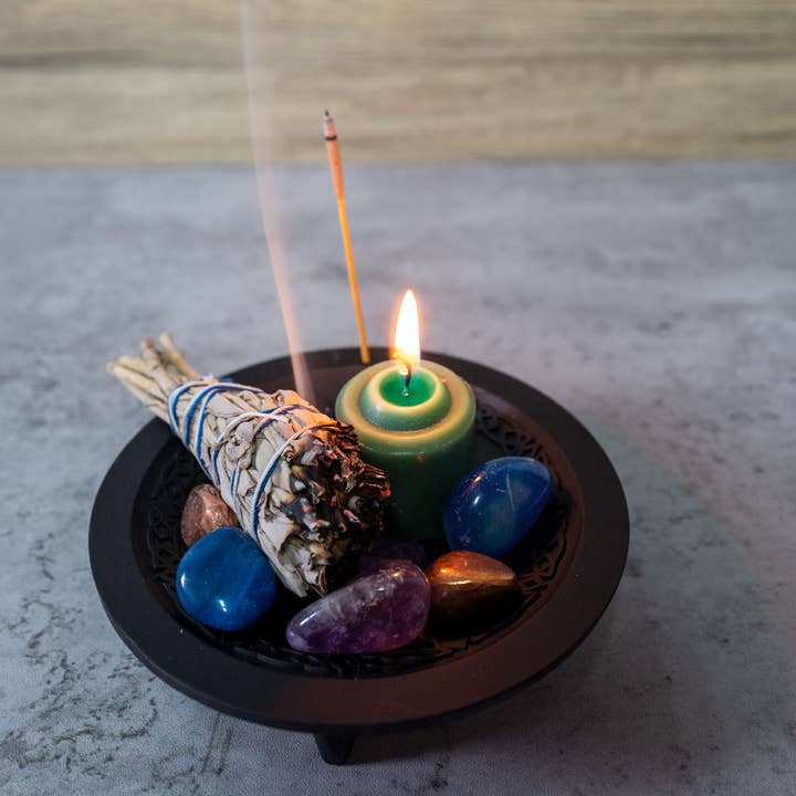 Kheops International - Wholesale Incense Holder - Cast Iron Incense Holder Round - Tree of Life (Each)