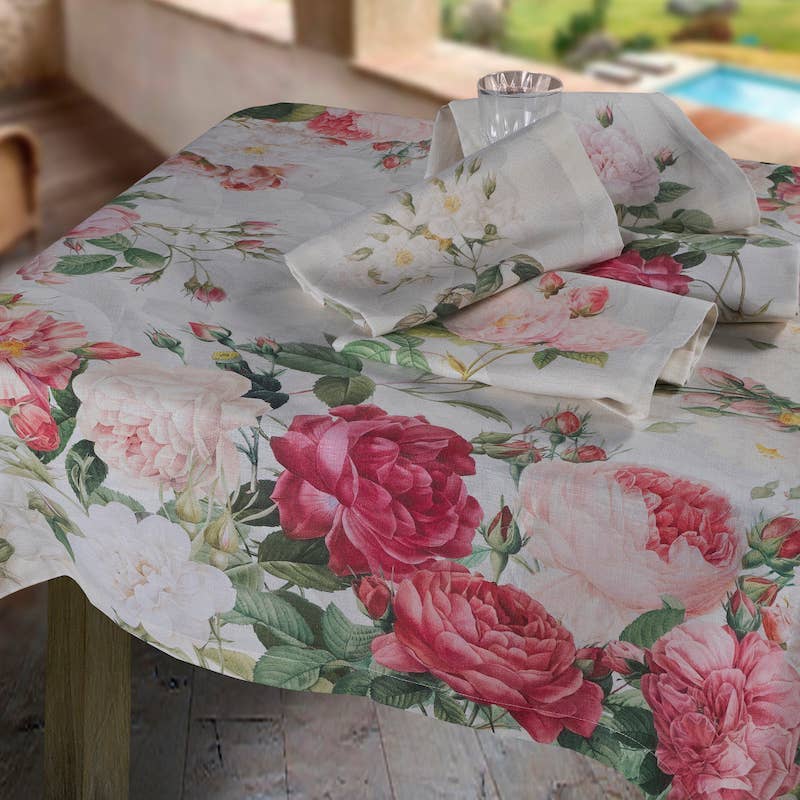The Napking - Wholesale Tablecloth - Linen Tablecloths "Roses" 100% Made in Italy2