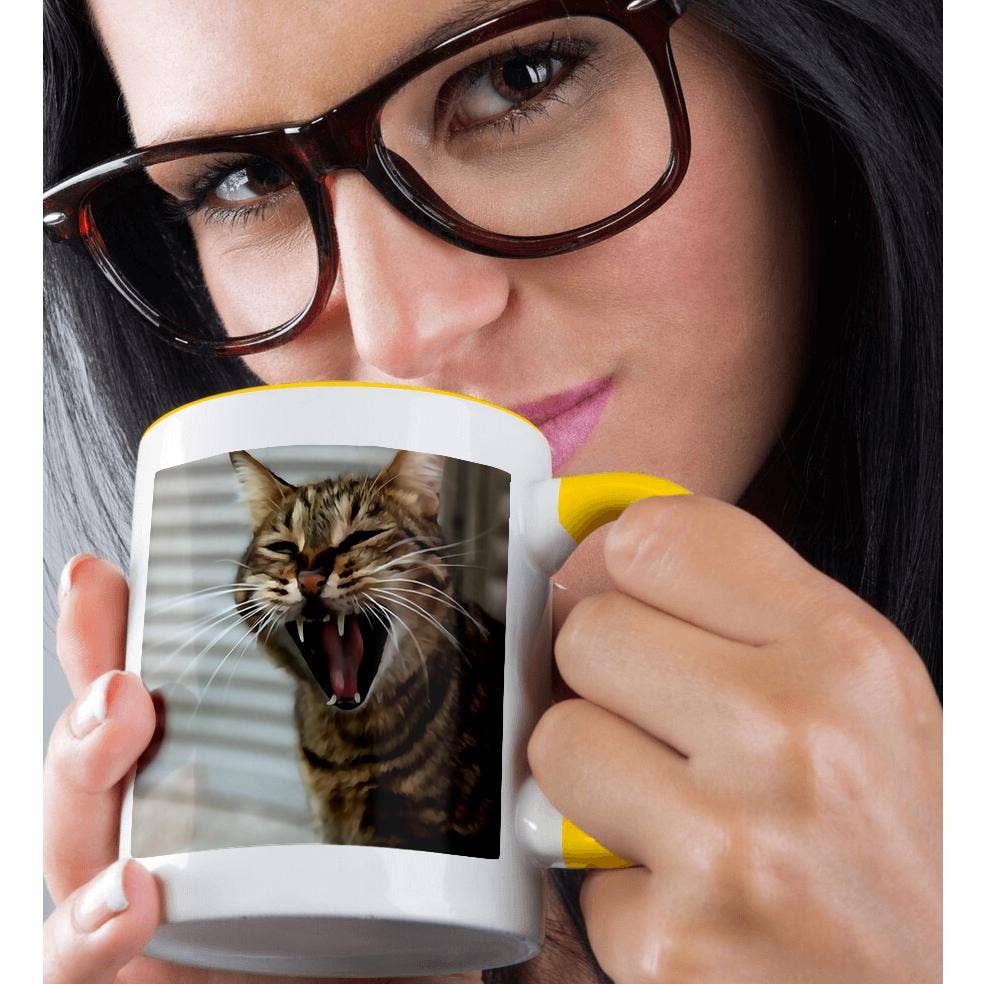 3dRose - Wholesale Coffee Mug - 3dRose, Tabby Cat Yawn Artistic Portrait is a beautiful cat yawning., Mug1