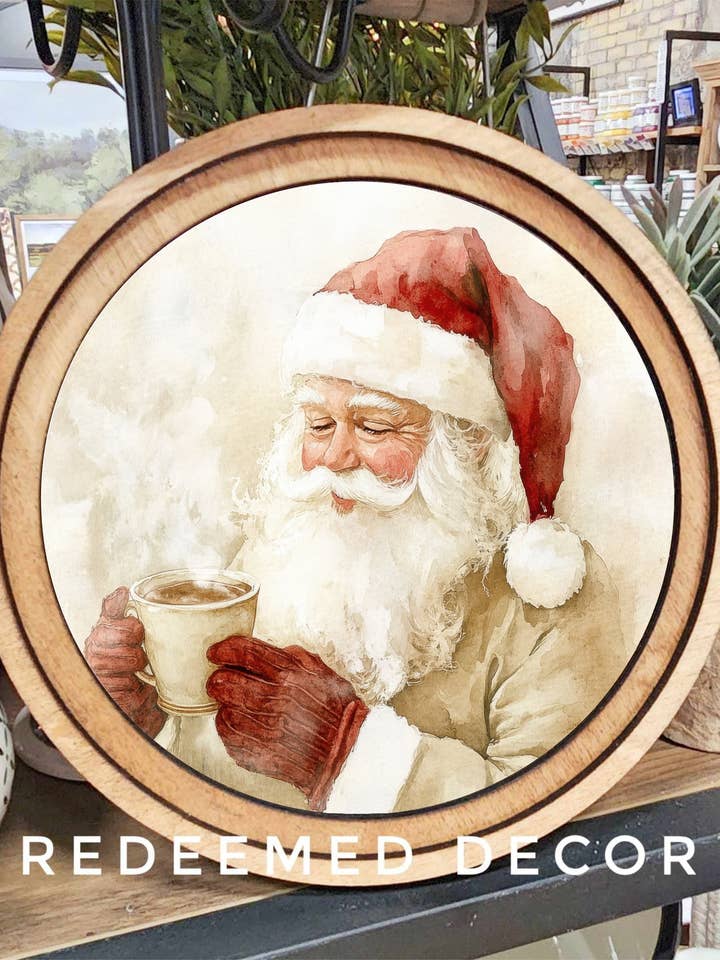 8" Rund Kakao Tomte Konst för wholesale av Redeemed Decor