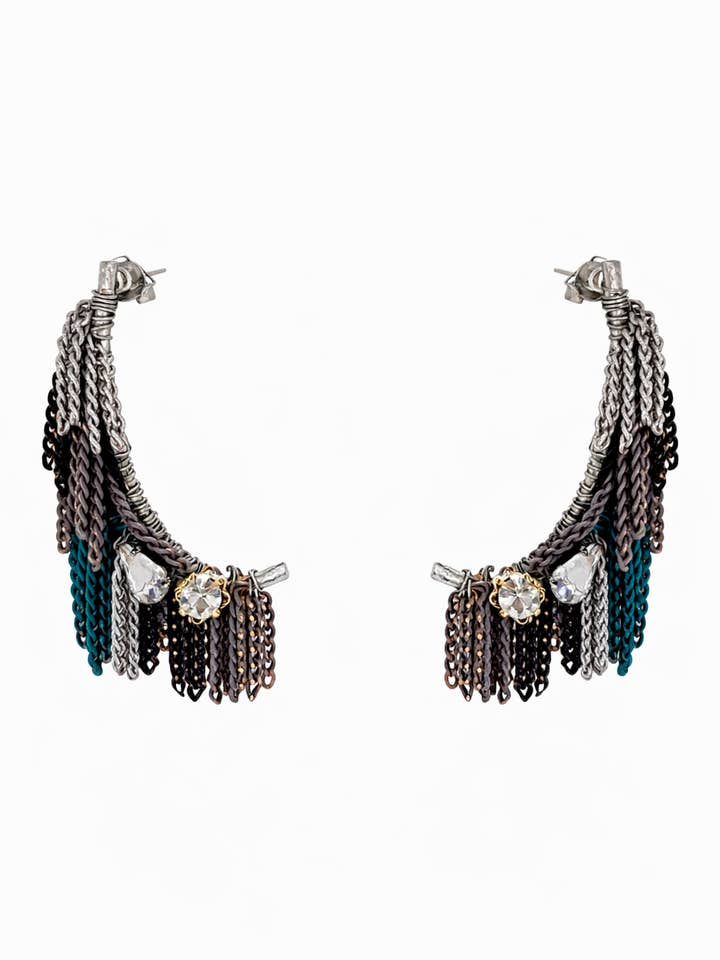 Aurora Fringe Ketten Creolen Silberpfosten für den Großhandel von Le Zohar