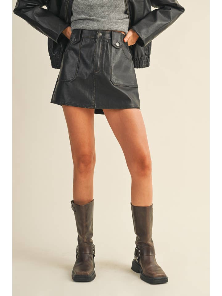 Mustard Seed - Wholesale Skirt - Women's - PATCH POCKET MINI SKIRT