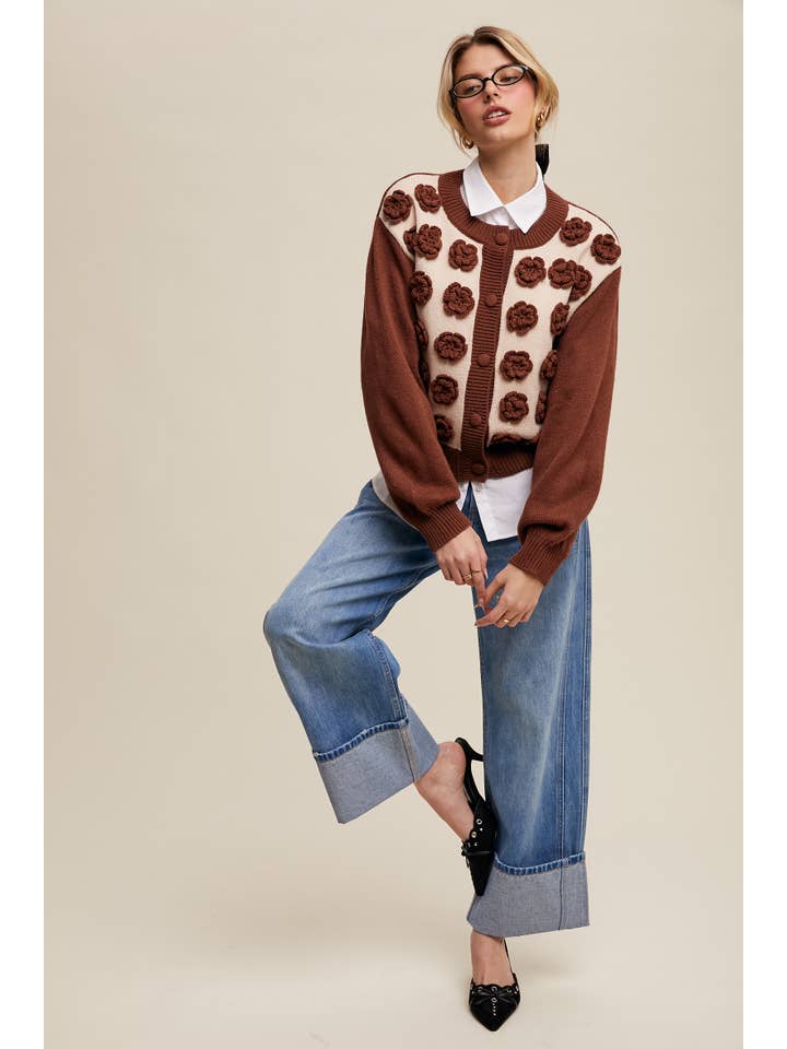 Listicle – wholesale Cardigan – Women’s – Handmade Rose Applique Knit Cardigan LSW0972 (Copy)18