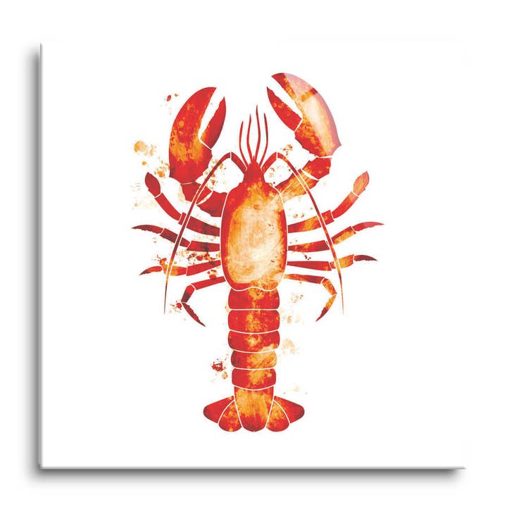 East Coast Water Color Lobster |12x12 Glass Plaque for wholesale by Love Local