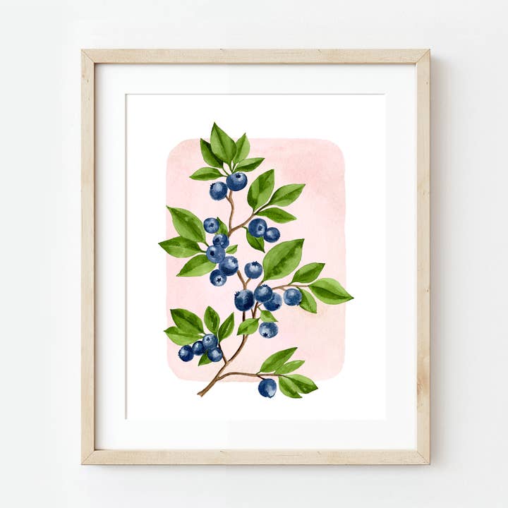 NorthHouse Creative Co. - Wholesale Art Print - Blueberries Watercolor Print0