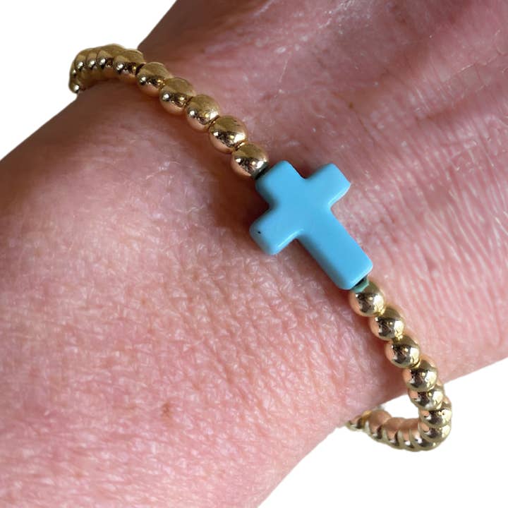 Geëmailleerde kruisarmband - vergulde Grace Cross-armband voor wholesale door Anthologie, Co.