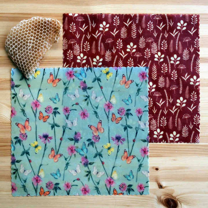 Veggie-paketet: 2 medelstora wraps - Fältblommor. Förpackning för wholesale av L' Abeille qui emballe