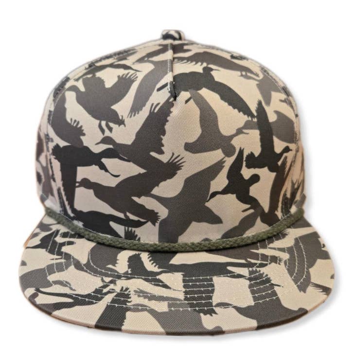 ThatsRad - Wholesale Flat Brim Cap - Men's - Duck Waterfowl Camo Snapback Rope Hat