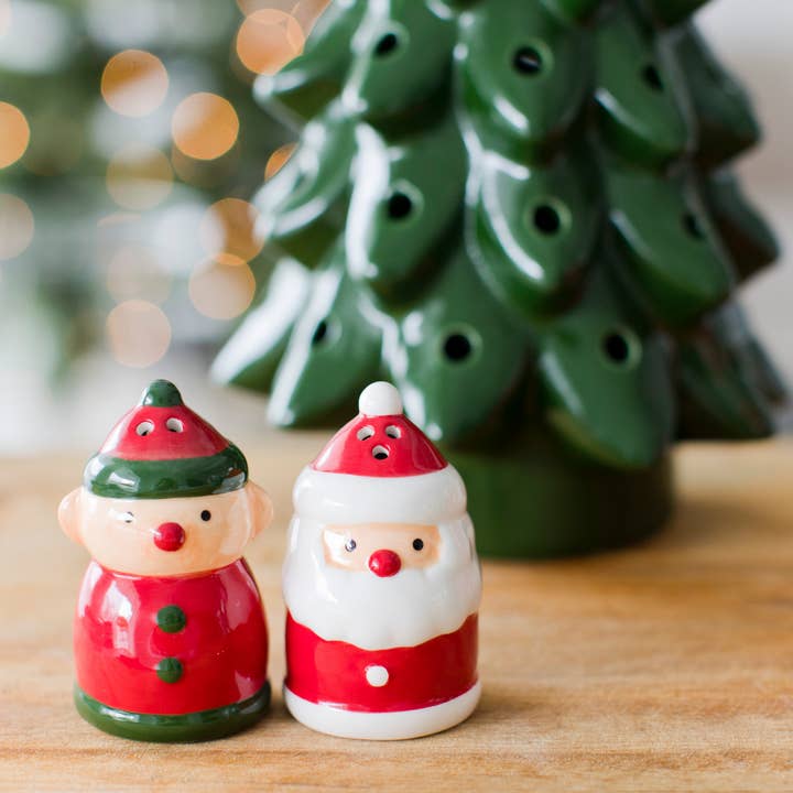 Pearhead - Wholesale Salt & Pepper Shaker Set - Santa & Elf Salt & Pepper Shaker Christmas Set