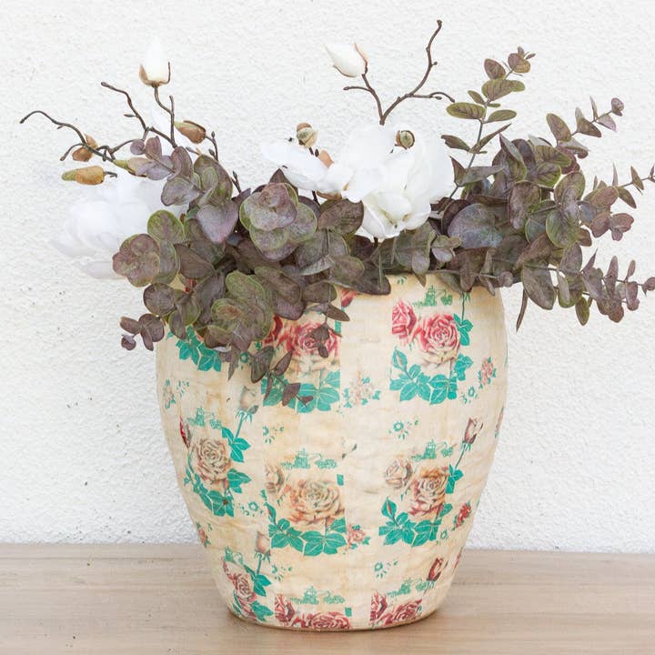 Botanical Art Vintage Mongolian Basket for wholesale by De-cor