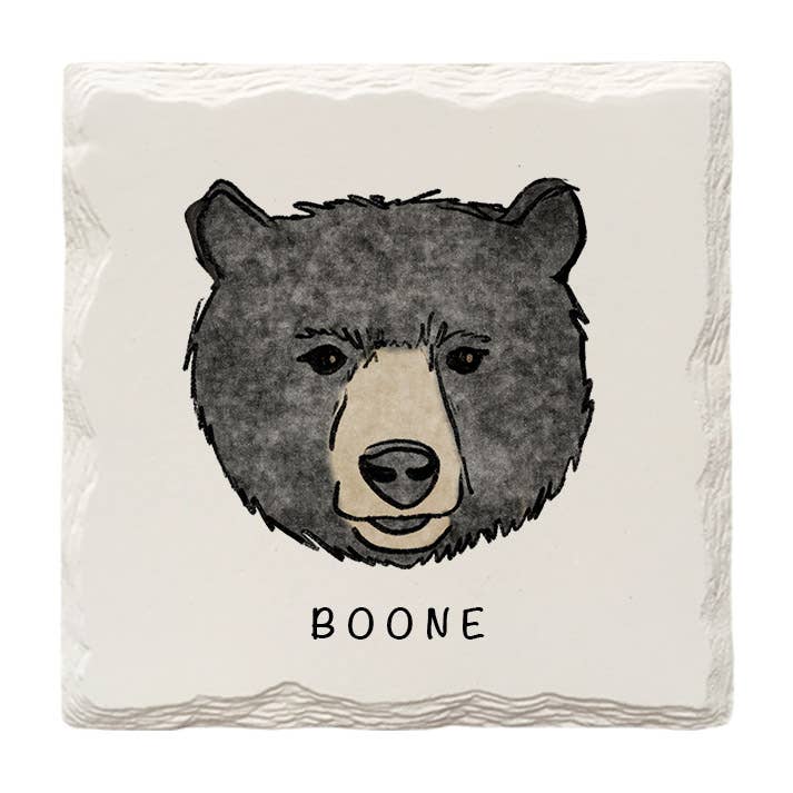 Customizable Black Bear Face | Hand-Drawn | Drink Coaster for wholesale by The Doodle Brand