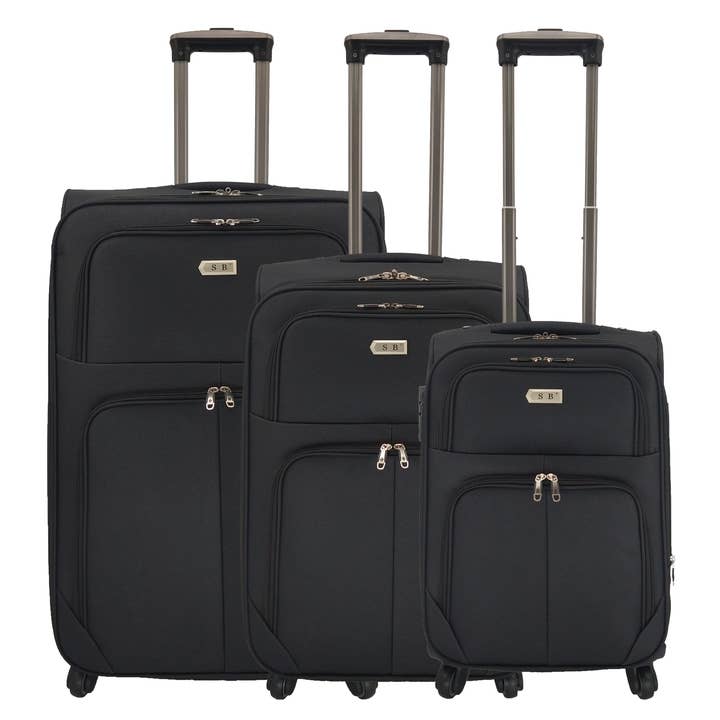 Super Bazaar - Wholesale Luggage - 3-piece luggage fabric suitcase set 4 wheels trolley4