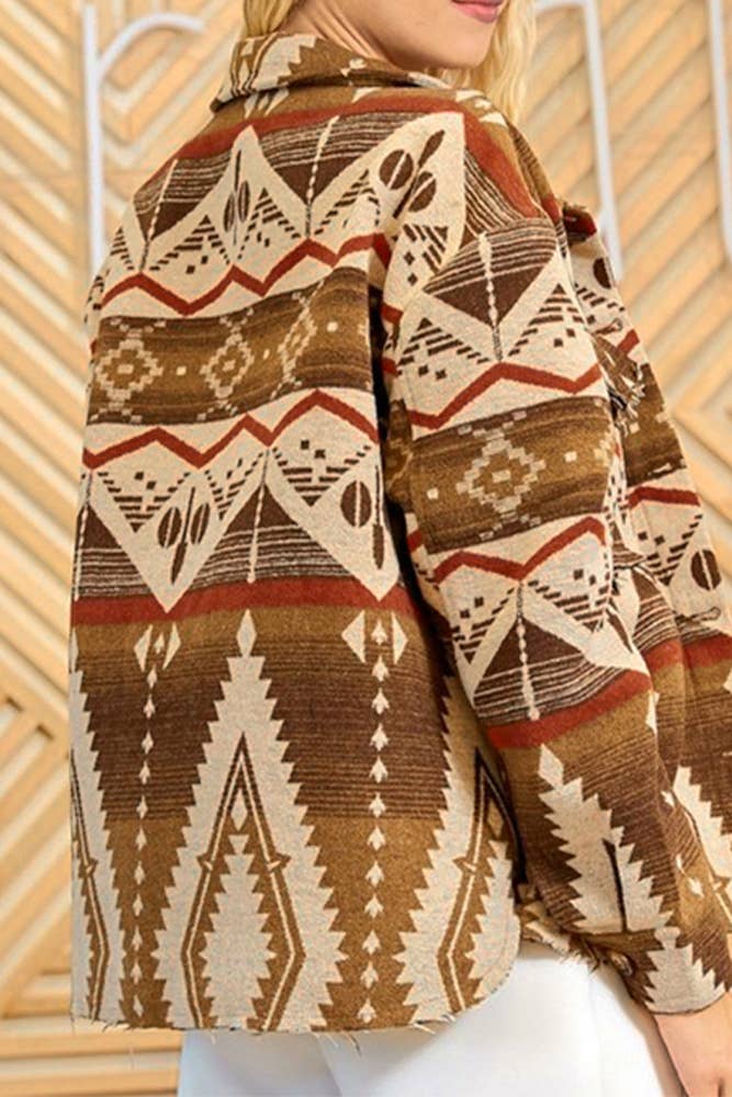 UNISHE - Wholesale Jacket - Women's - Thickened Vintage Western Aztec Print Jacket OZX1137