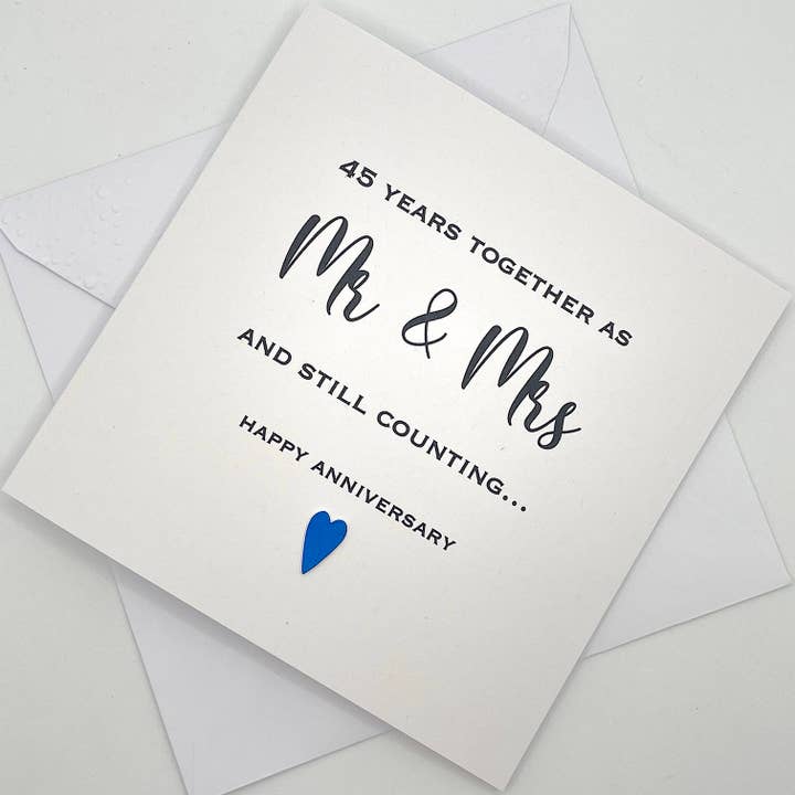 Wedding Anniversary Card. 45 Years Together as Mr & Mrs for wholesale by Looks Inviting