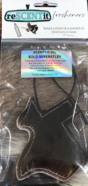 reSCENTit ~ Red Dirt Leather - Wholesale Car Freshener - Unisex - 2P-HAIR ON HIDE reSCENTable CHARMS  17