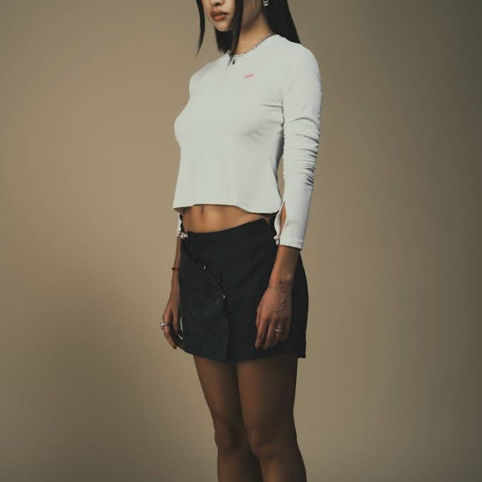 Si Long Sleeve Crop T Shirt for wholesale by DAWANG