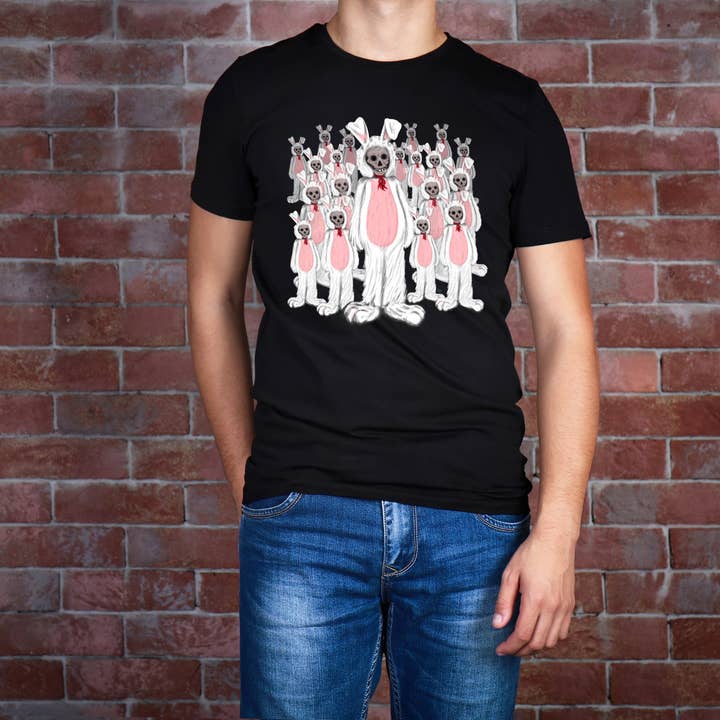 Hannah Kate Makes - Wholesale T-Shirt (Graphic) - Unisex - Creepy Rabbit T-shirt - 100% Cotton - Undead Easter Bunny9