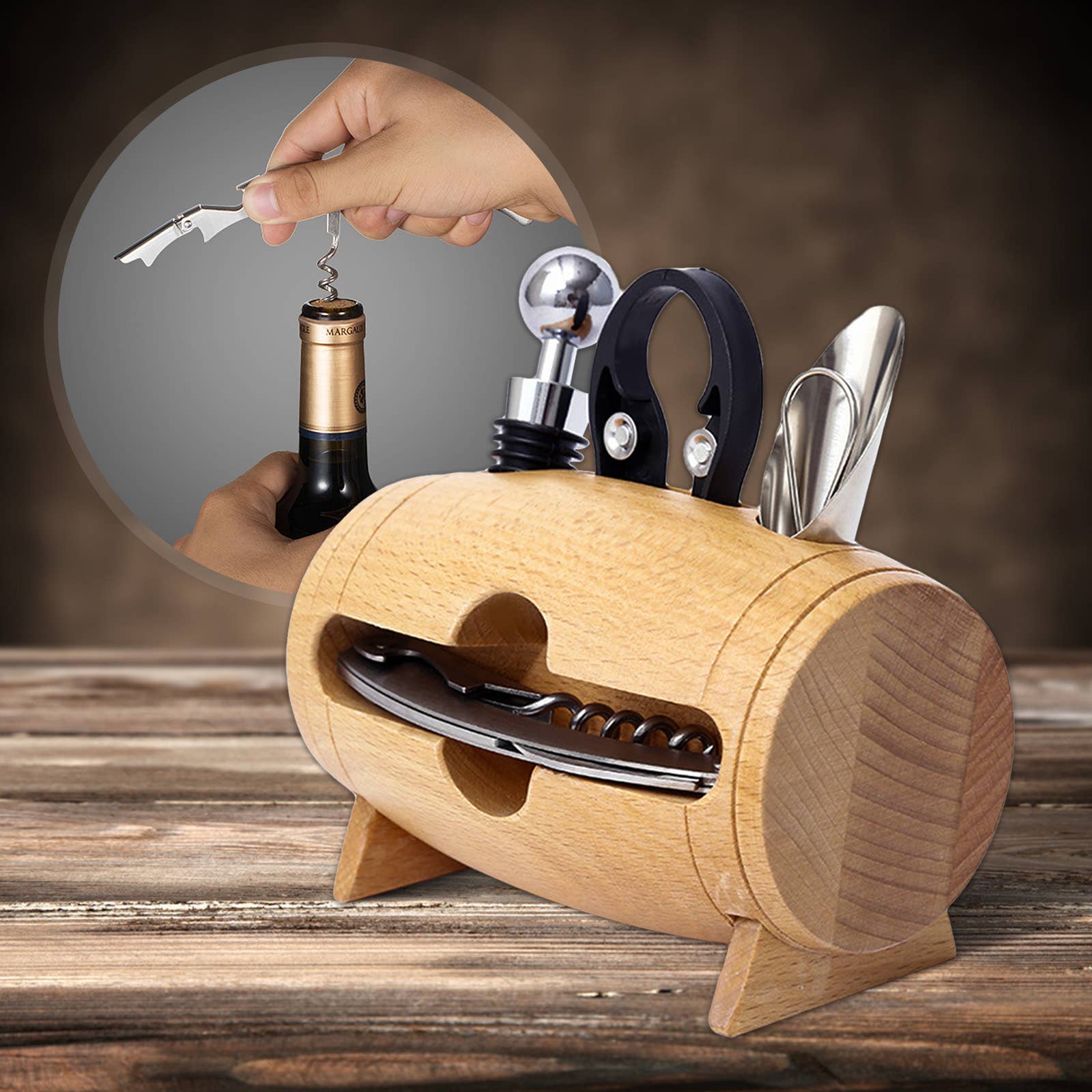 Zen Decor London - Wholesale Wijnbenodigdhedenset - Set van 4 wijnaccessoires als kerstcadeau1