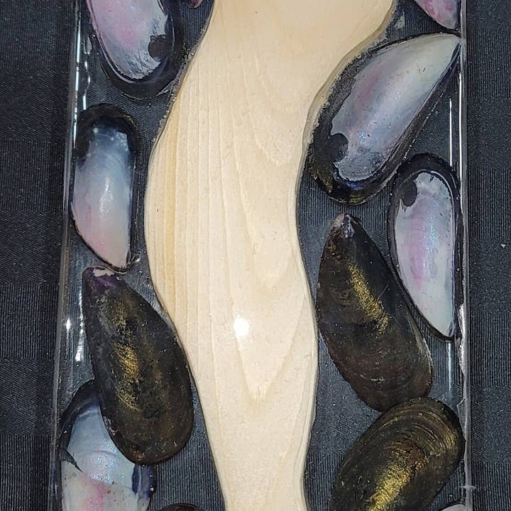 Sushi Board, Mussel Shell for wholesale by WoodShack Curiosities