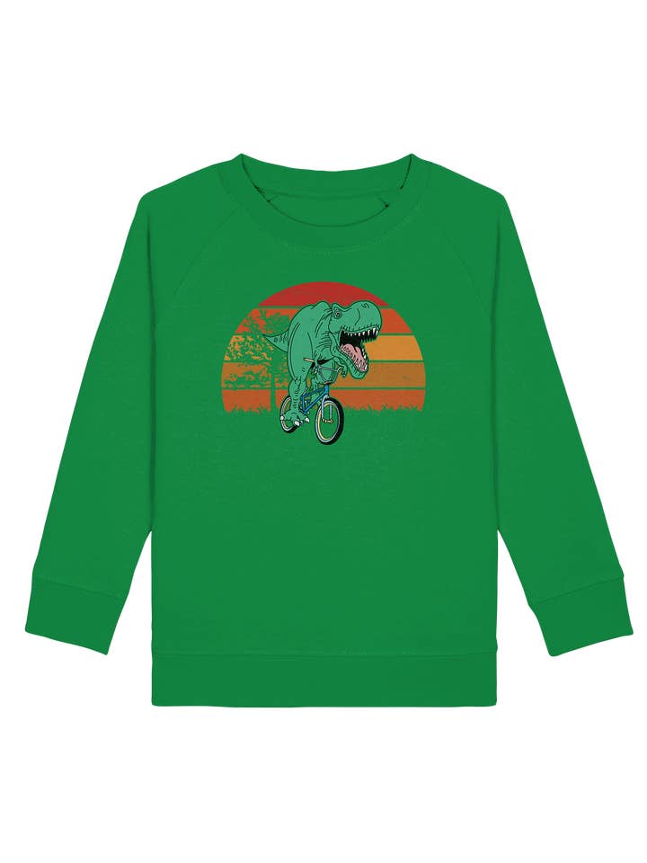 Tigerlino® - Wholesale Sweatshirt - Kids - Trex bicycle retro dinosaur kids sweatshirt