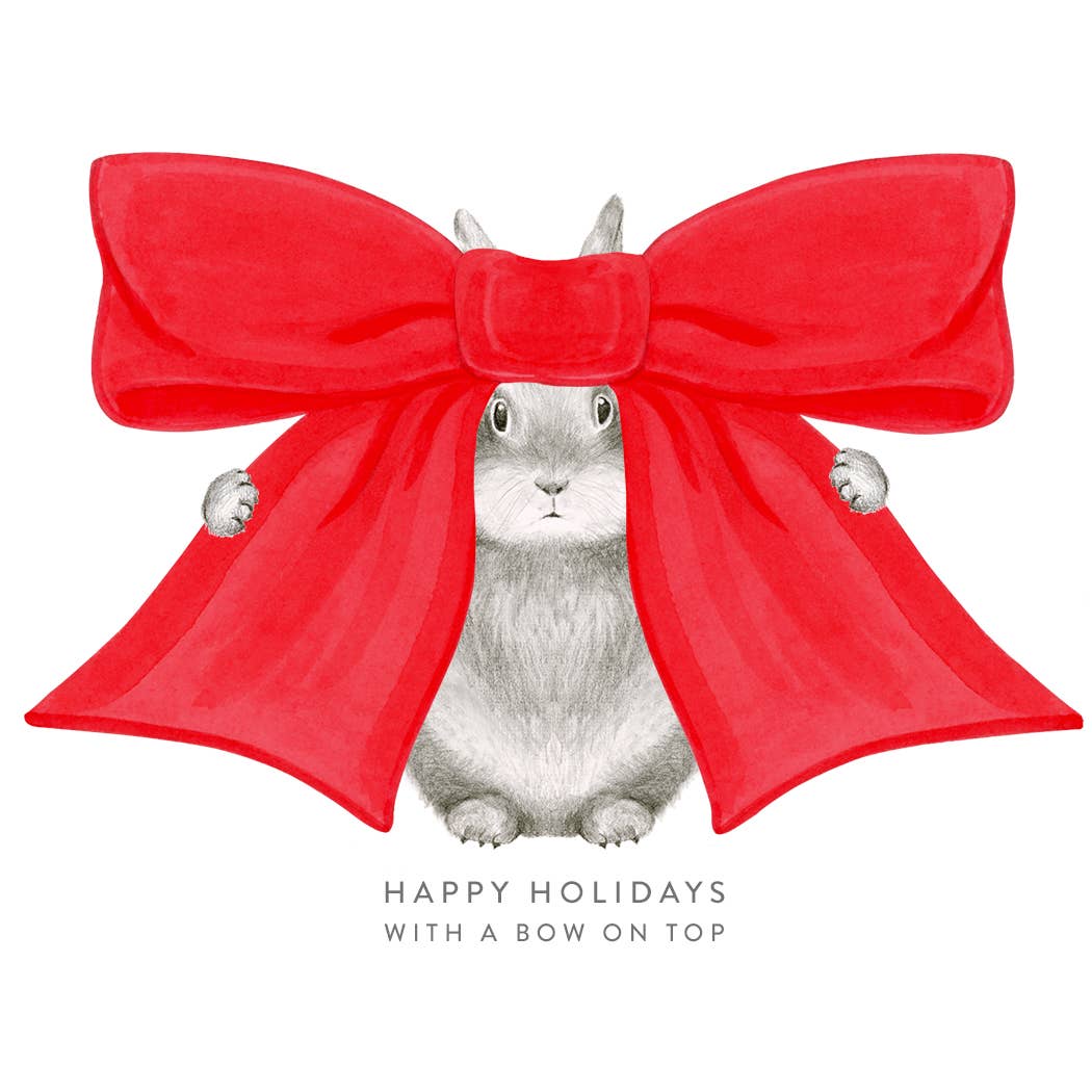Dear Hancock - Wholesale Christmas card - Happy Holidays with Bow on Top1